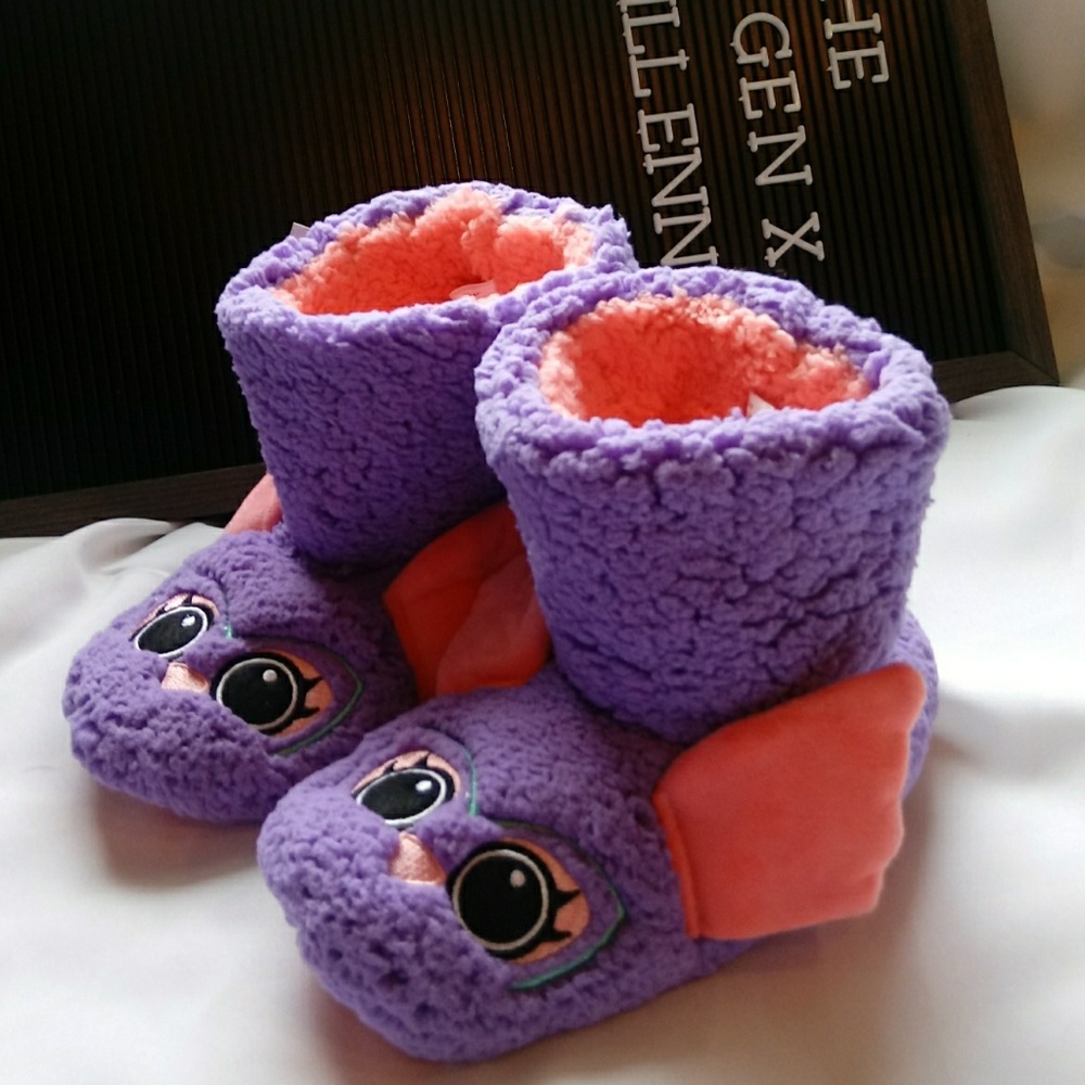 ⬇️ Pink & Purple Creature Bootie Slippers Size L